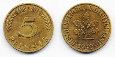 5 peniques 1950 F