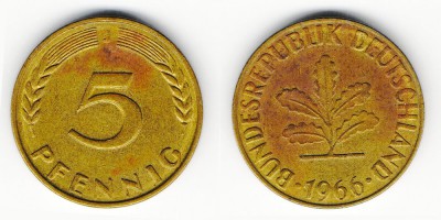 5 pfennig 1966 J