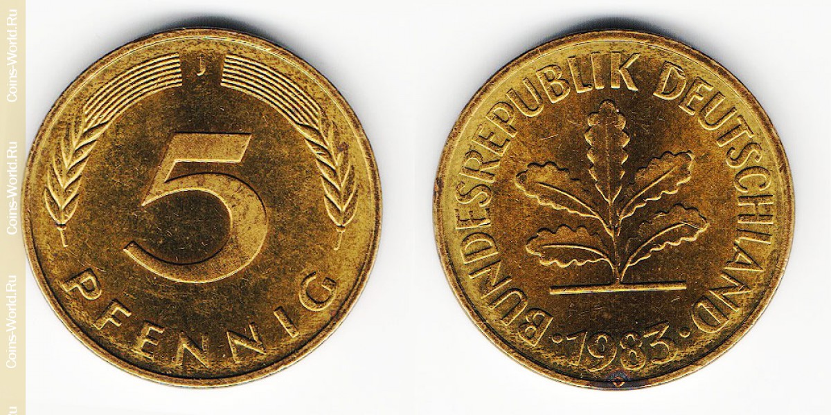 5 pfennig 1983 J Germany