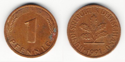 1 pfennig 1991 G