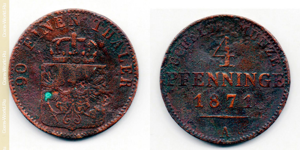 4 пфеннинга 1871 года Германия