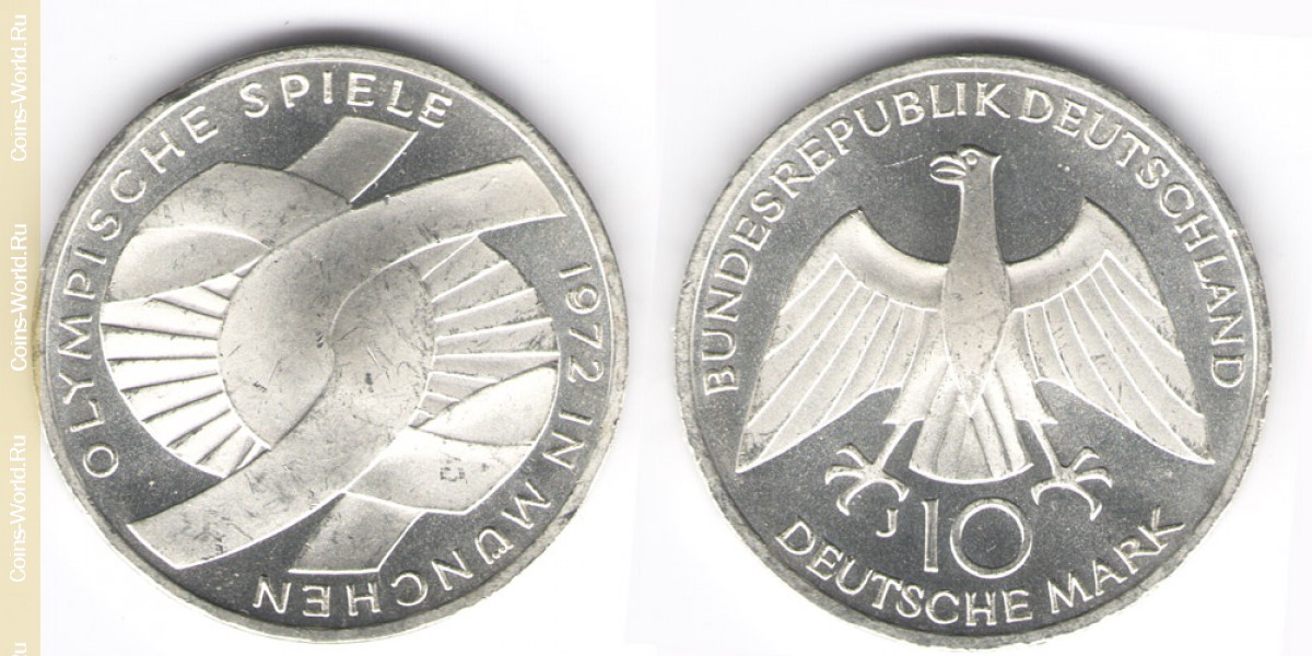 10 марок 1972 год J Олимпиада Германия