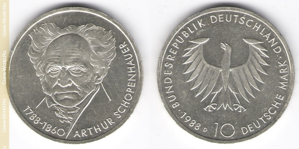 10 марок 1988 год  D А. Шопенгауэр Германия