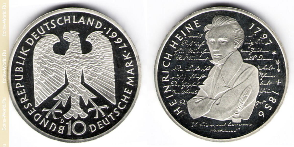 10 марок 1997 год D Германия