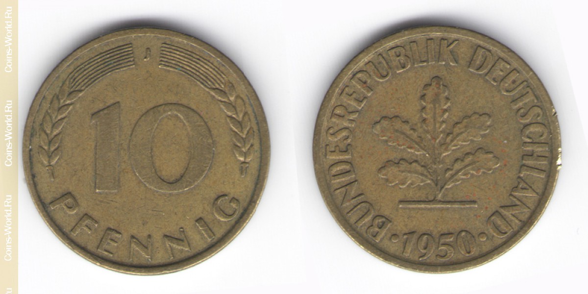 10 peniques 1950 J Alemania