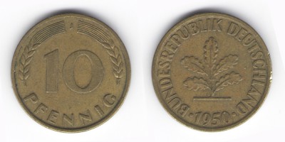 10 peniques 1950 J