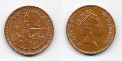 2 pence 1990 AB