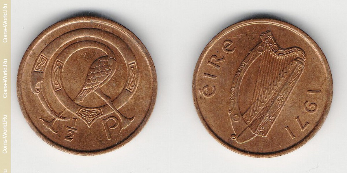 1/2 penny 1971 years Ireland