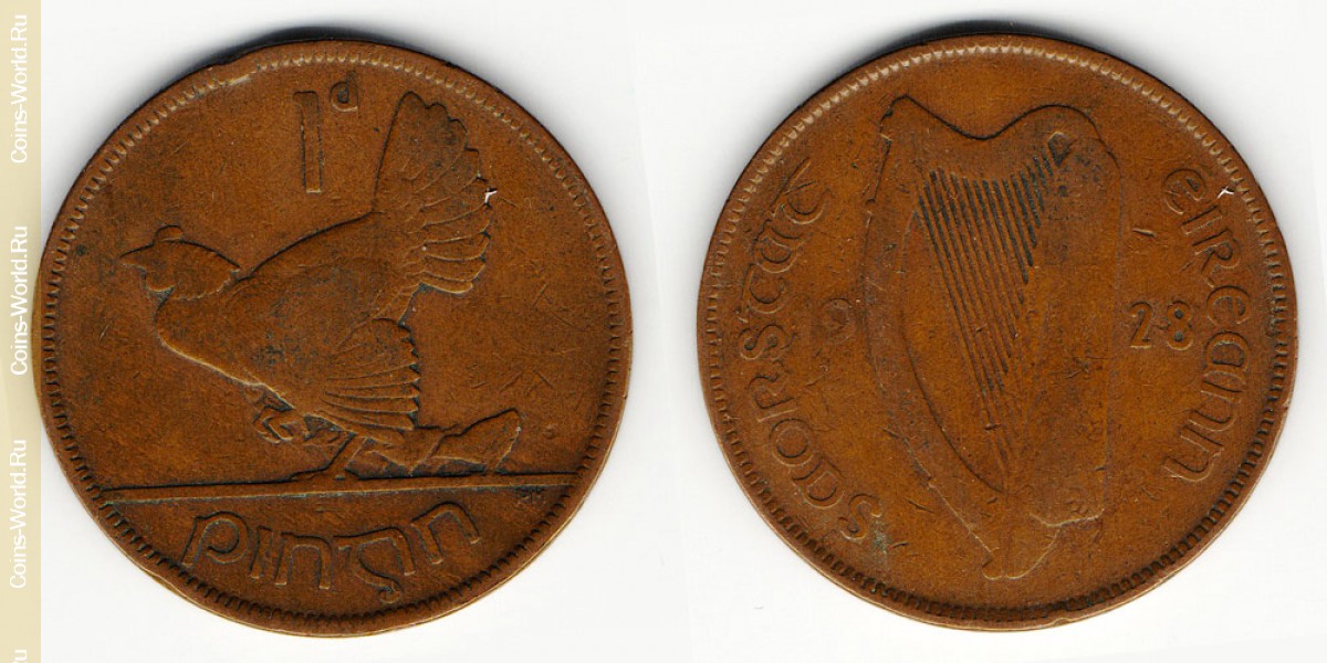 1 пенни 1928 года Ирландия
