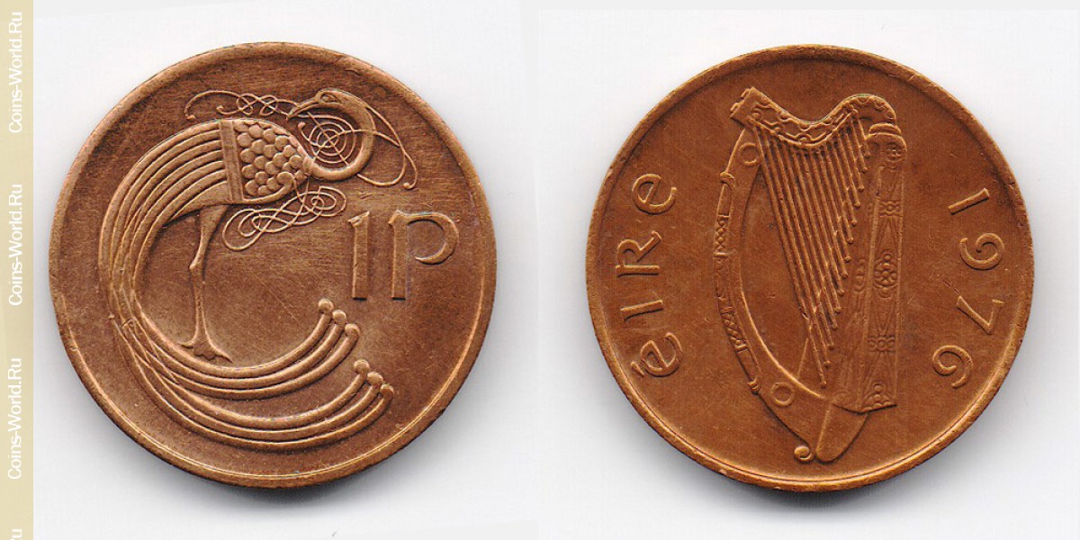 1 пенни 1976 года Ирландия