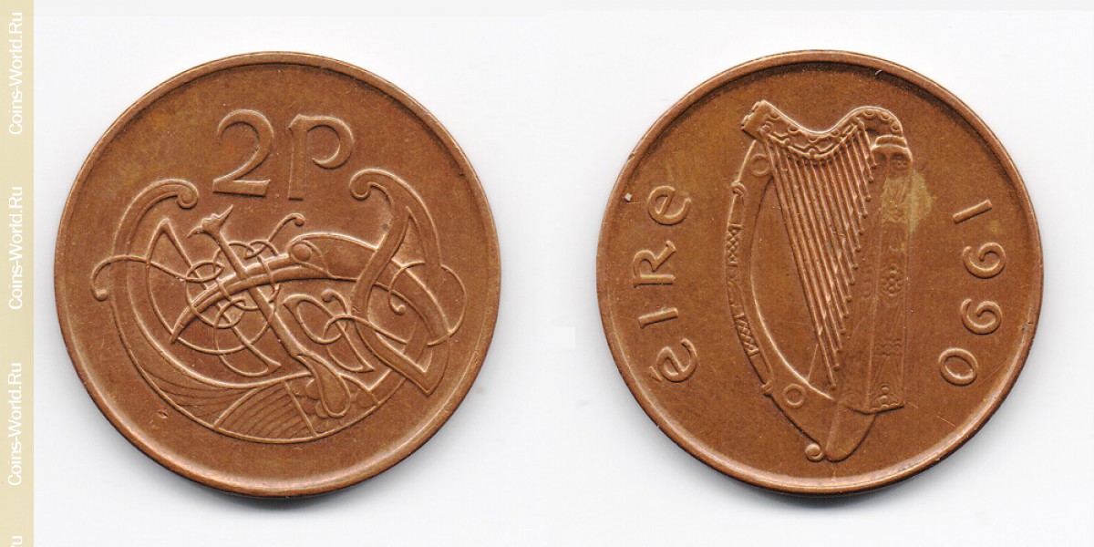 2 pence de 1990, Irlanda