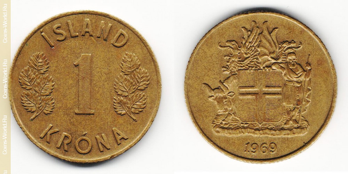 1 corona 1969 Islandia