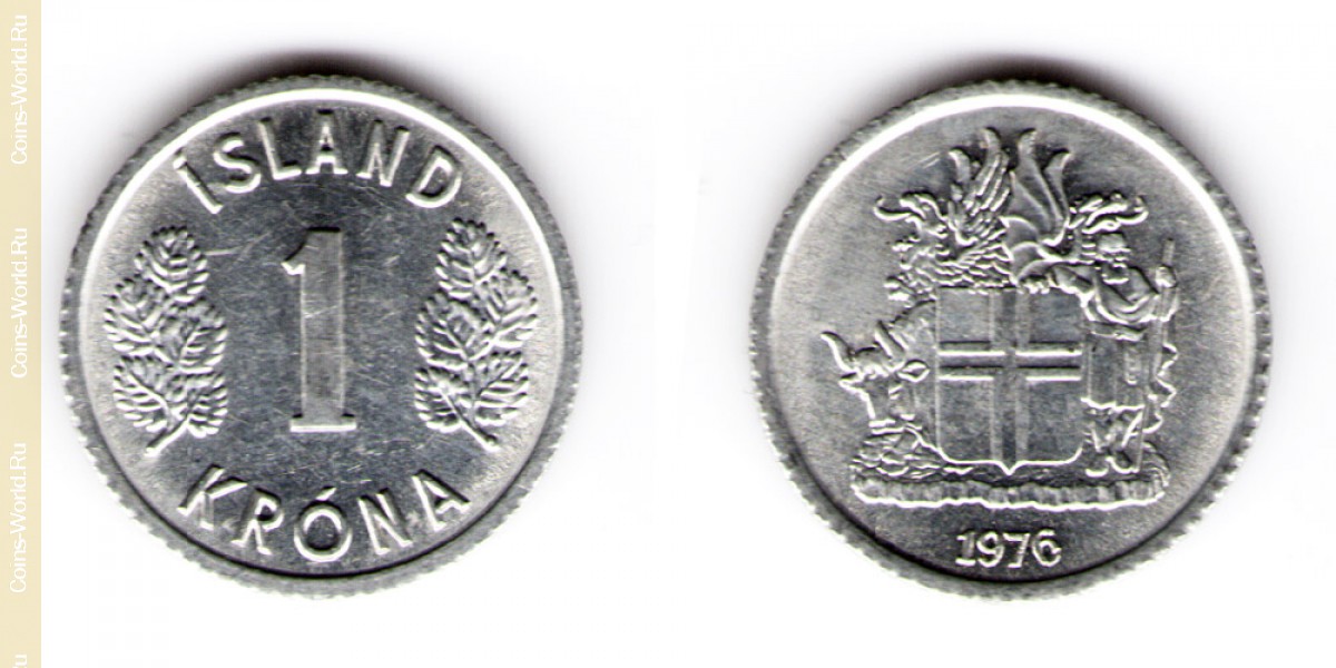 1 corona 1976 Islandia