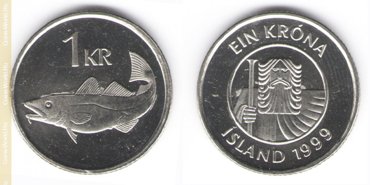 1 крона 1999 год Исландия