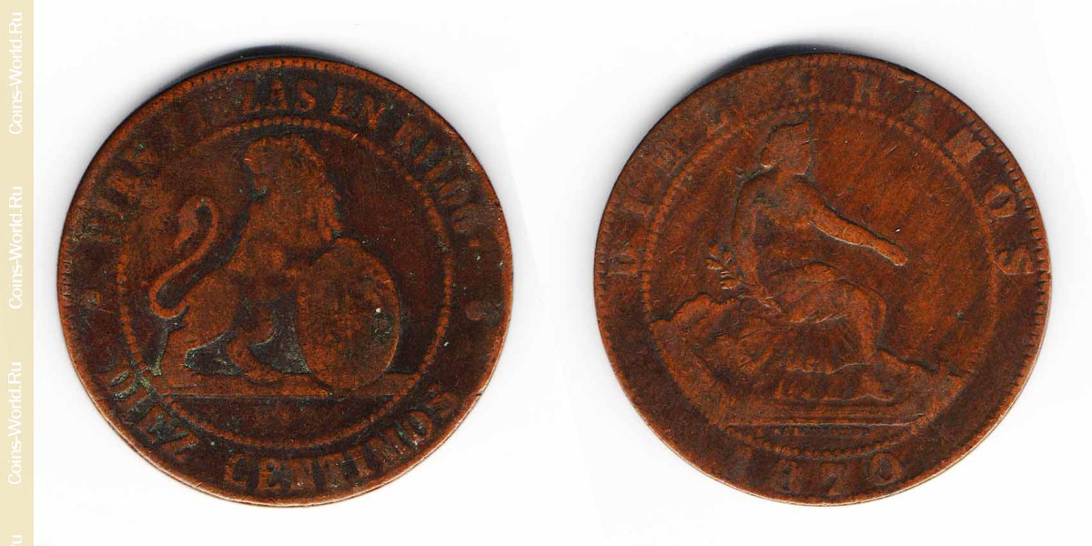 10 Centimos Spanien 1870