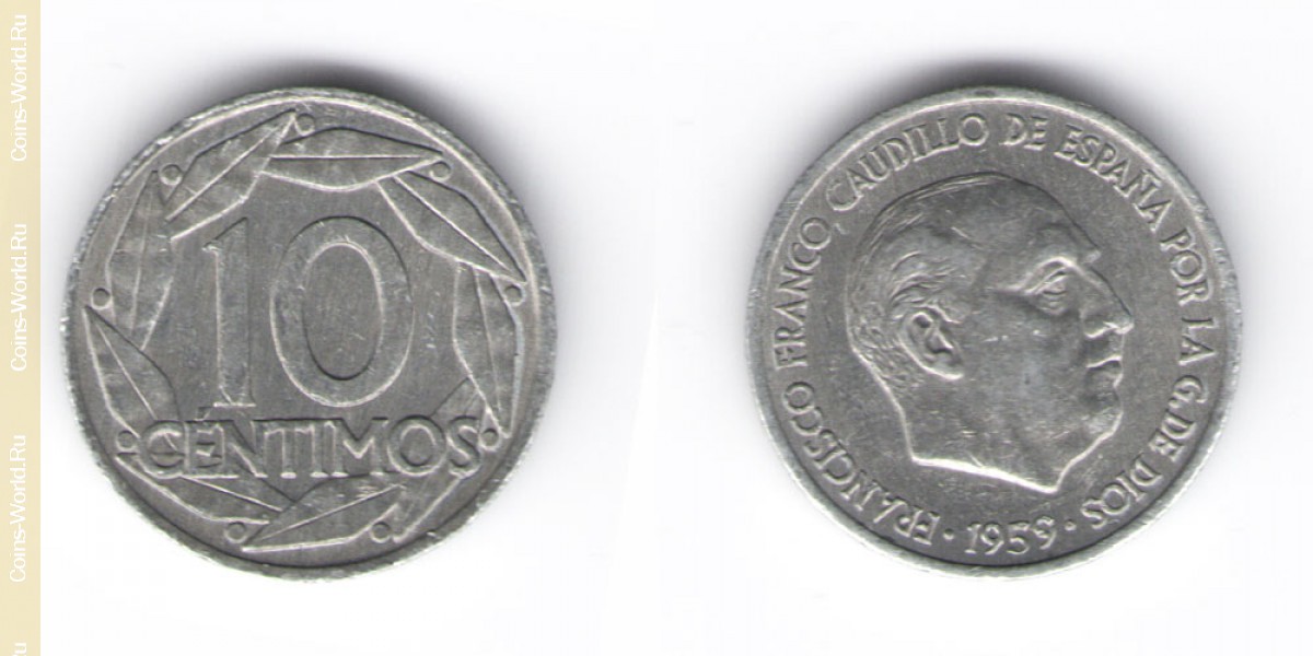 10 cêntimos (ano) ano de 1959, Espanha