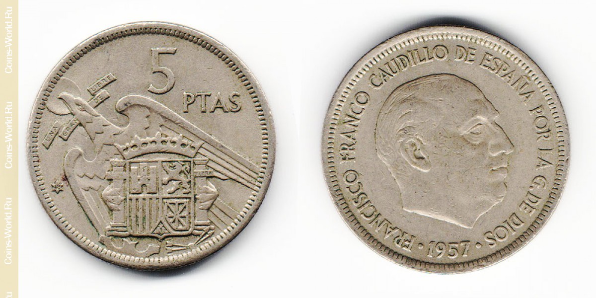 5 Peseten 1957 Spanien