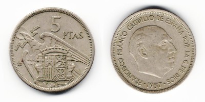 5 pesetas 1957