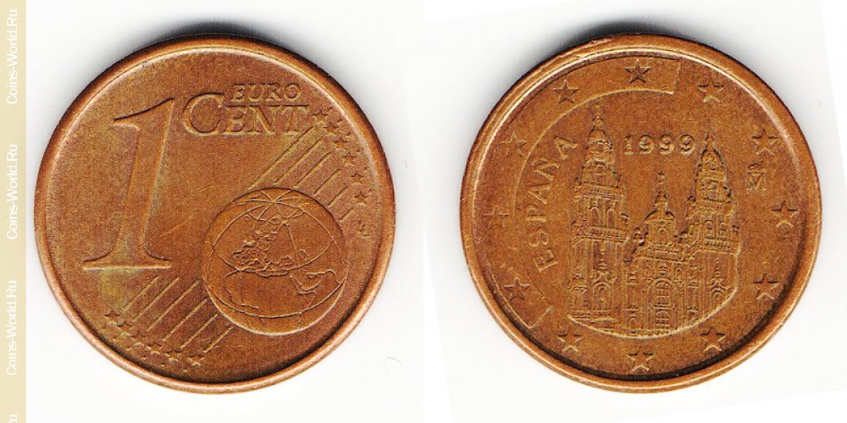 1 евроцент 1999 года Испания