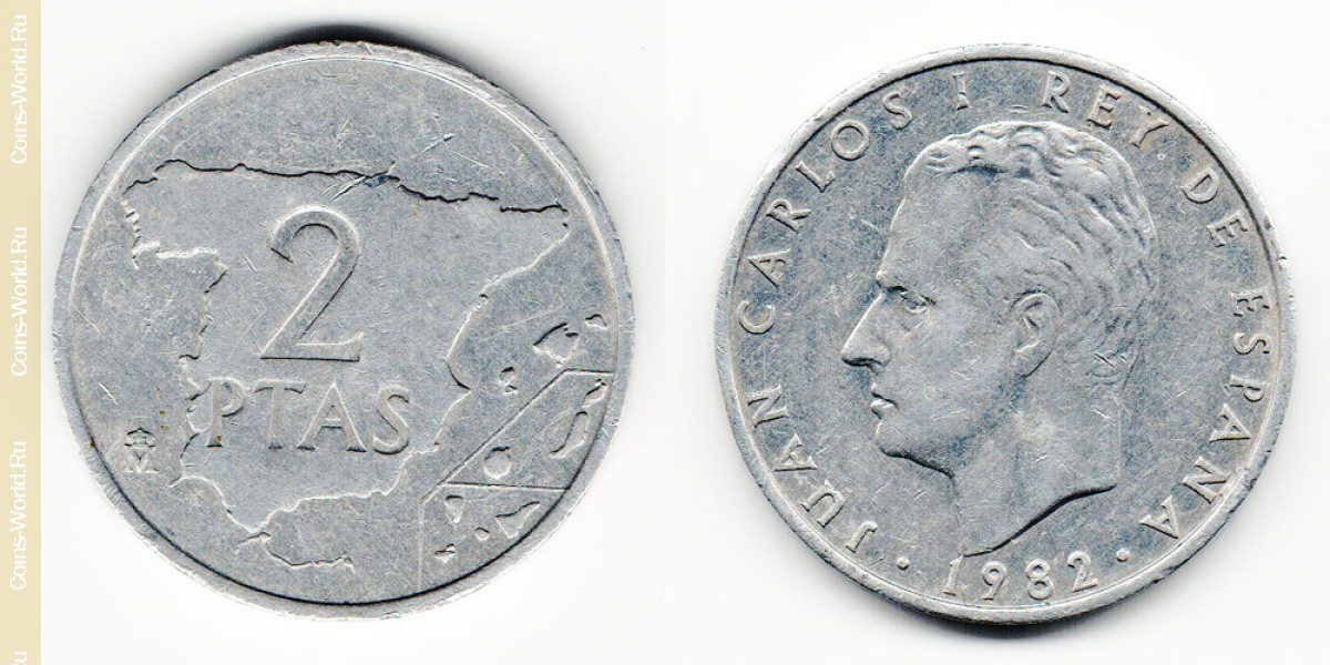 2 pesetas 1982 Espanha