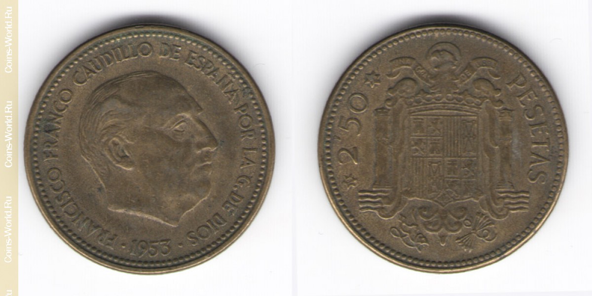 2½ pesetas 1953 Europe