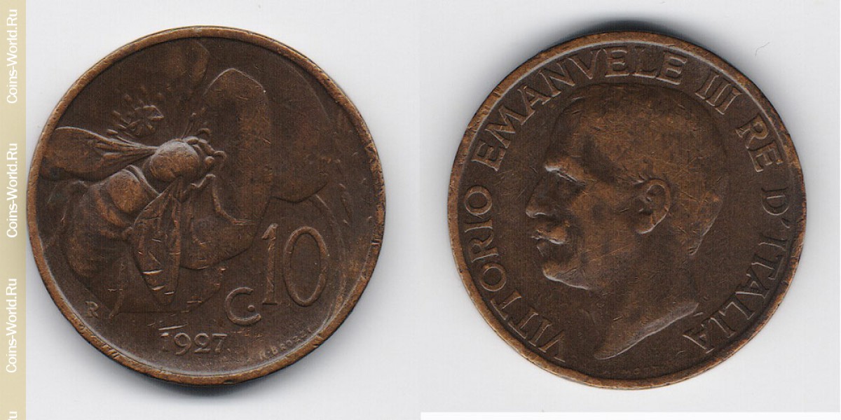 10 centésimos 1927, Italia