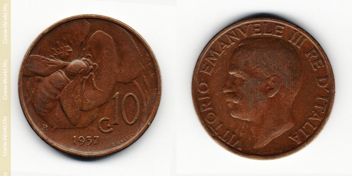 10 centesimi 1937, Italy