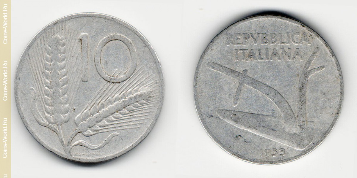 10 liras 1953, Itália