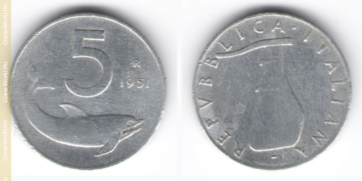 5 liras 1951 Itália