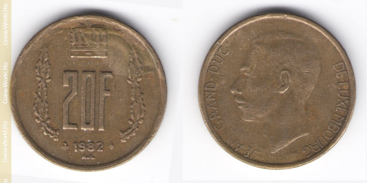 20 francos 1982 Luxemburgo