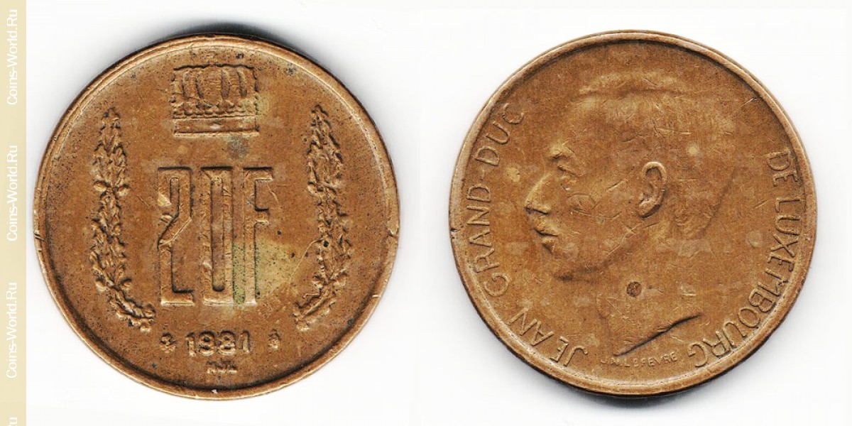 20 франков 1981 года Люксембург