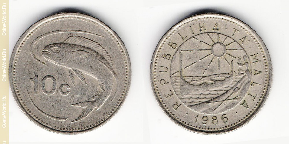 10 центов 1986 года Мальта