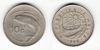 10 центов 1986 года