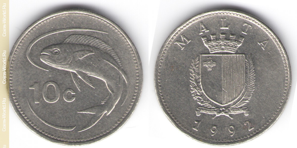 10 центов 1992 года Мальта