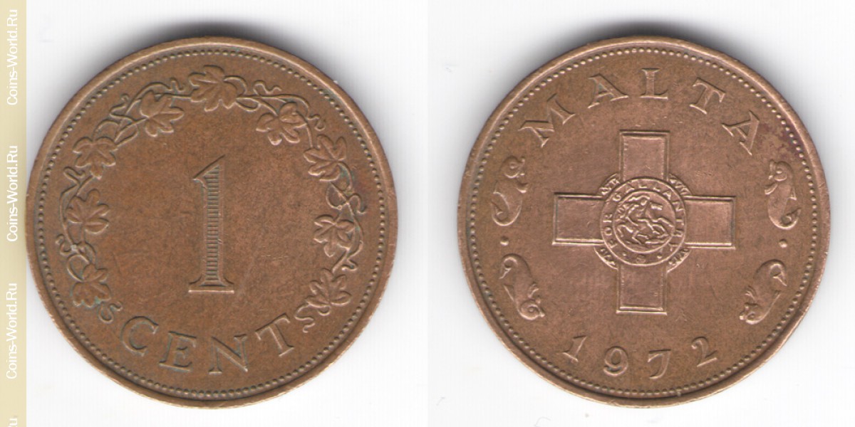 1 цент 1972 года Мальта