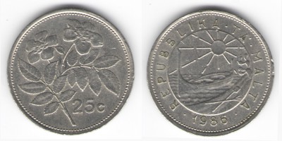 25 центов 1986 года
