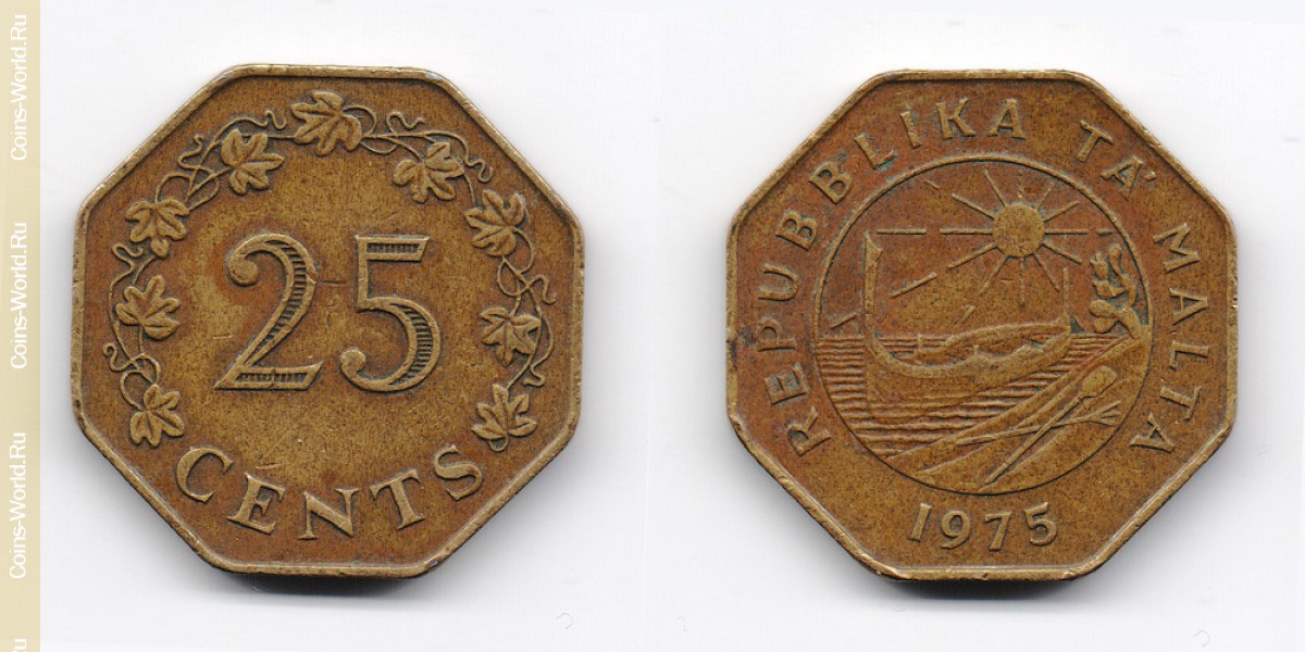 25 центов 1975 года Мальта