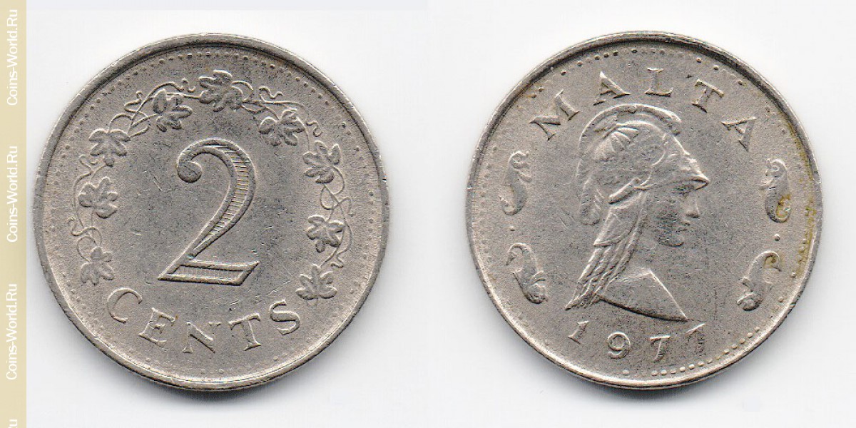 2 cent 1977 years Malta