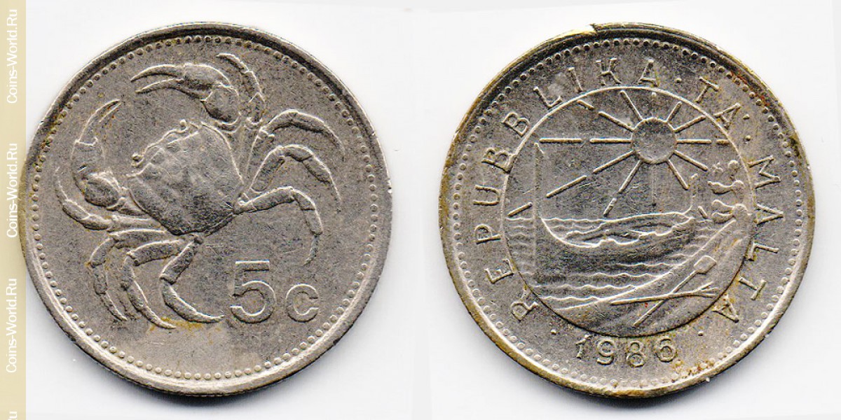 5 центов 1986 года Мальта
