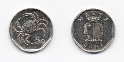 5 центов 2001 года