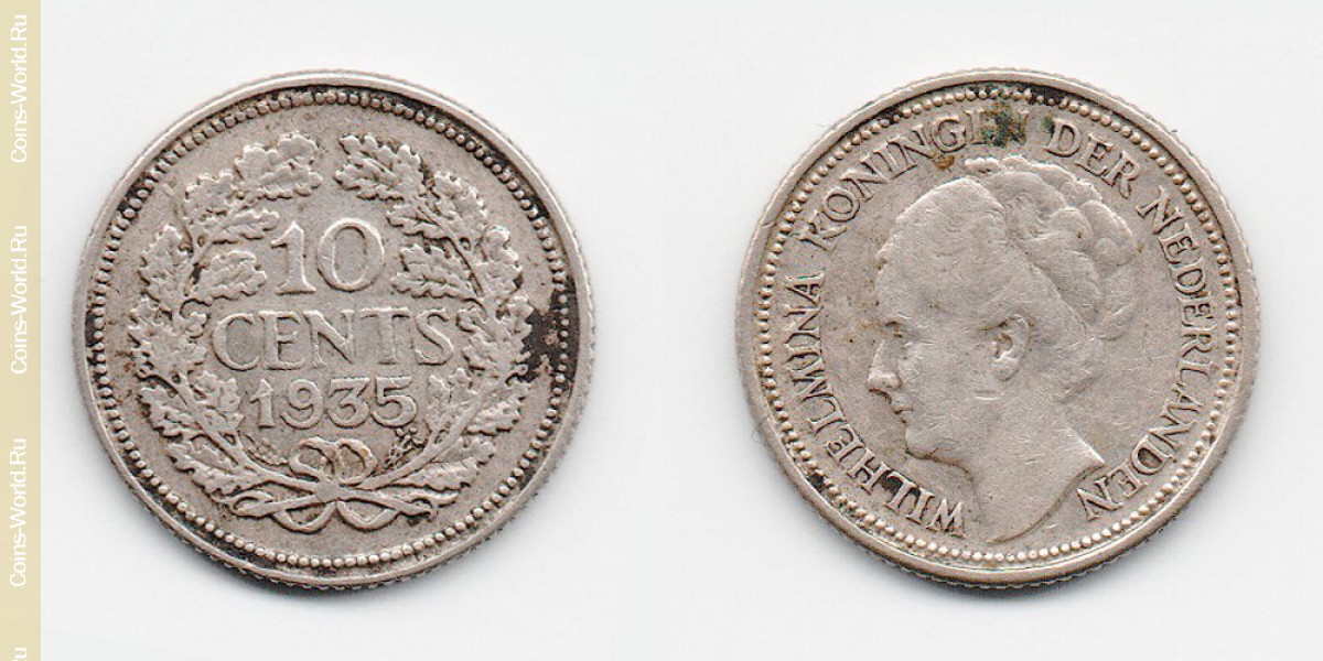 10 cents 1935 Netherlands-Coin: 10 cents 1935 , the country is the Netherlands, the catalog description, the value of the coin. The rate is subject to state collectible coins.