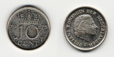 10 центов 1973 года 
