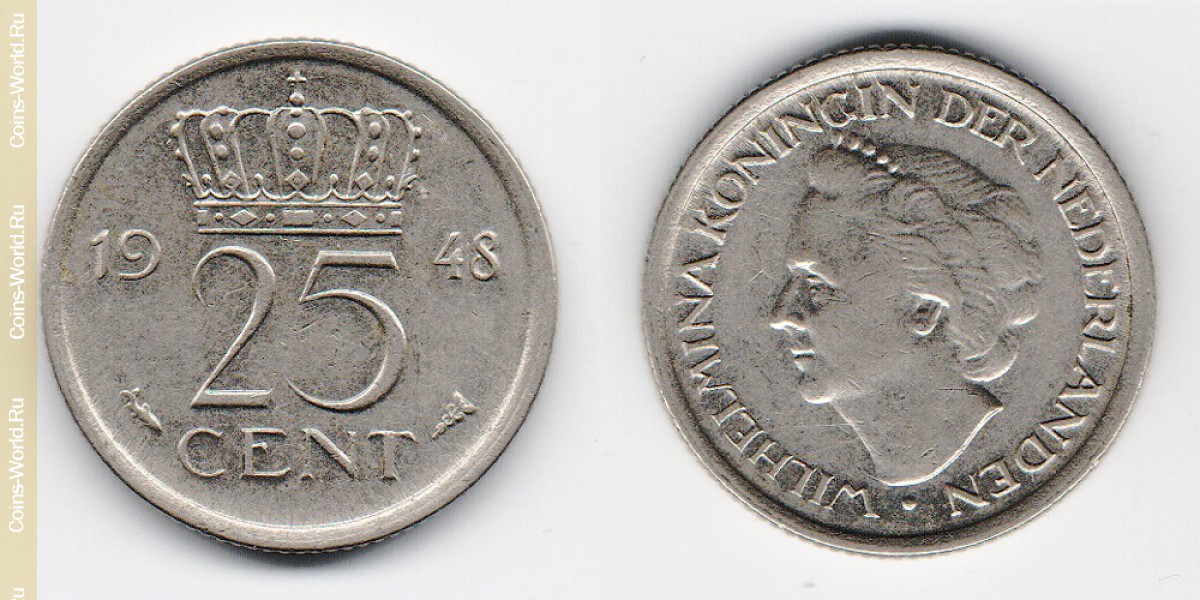 25 центов 1948 года Нидерланды