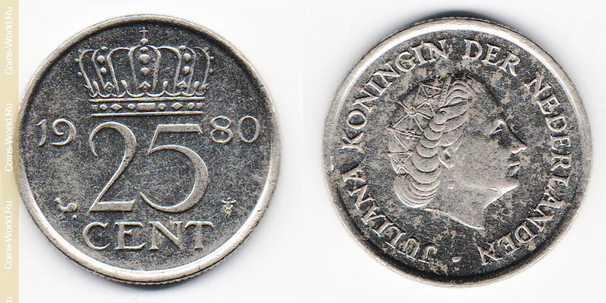 25 центов 1980 года Нидерланды