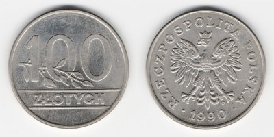 100 zlotych 1990