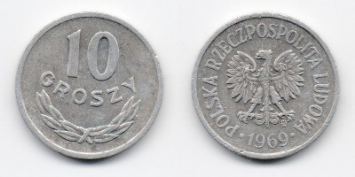 10 грошей 1969 года
