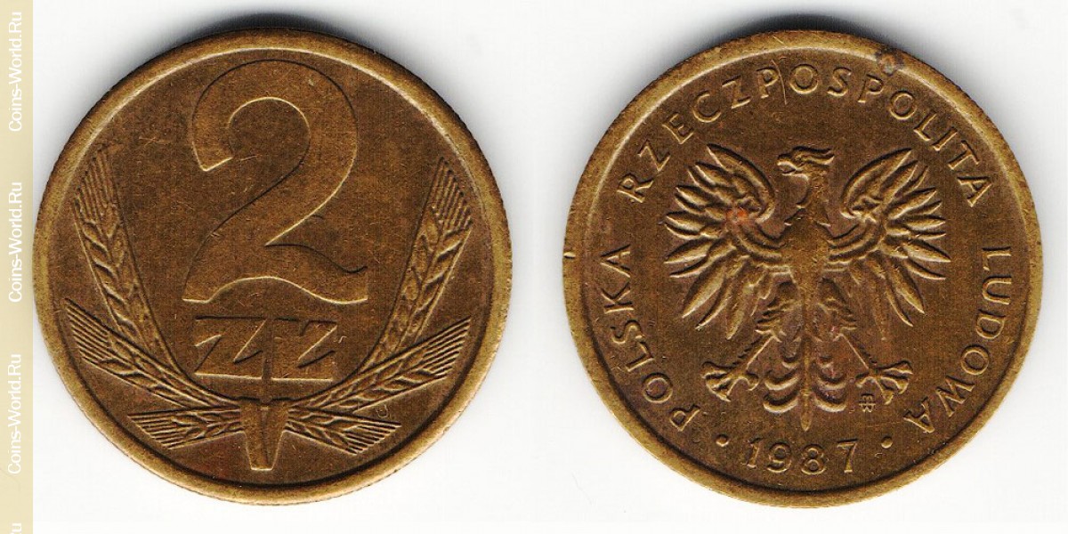 2 злотых 1987 года  Польша