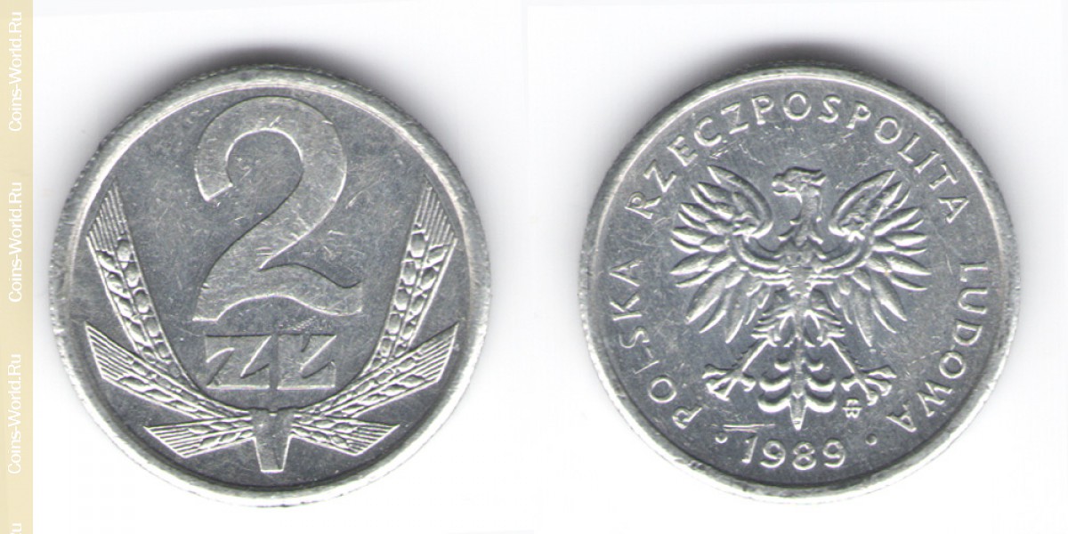 2 zlote 1989, Polônia