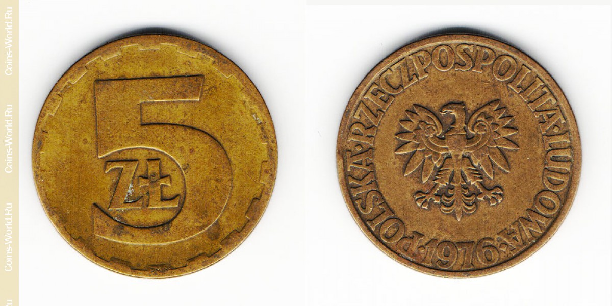 5 zlotych 1976, Polonia