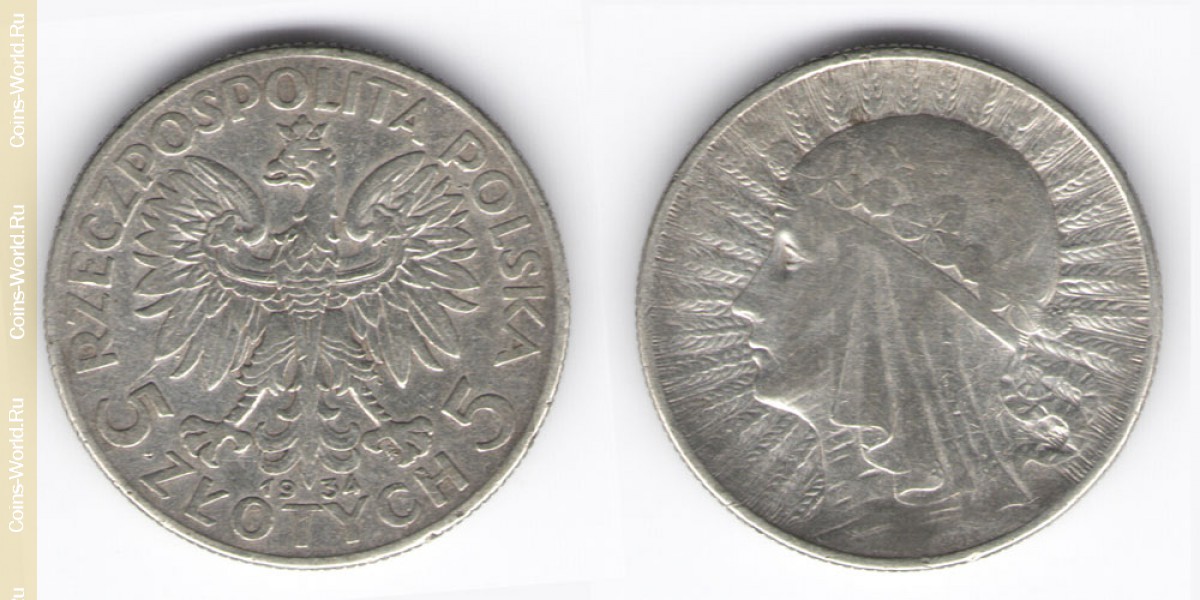 5 zlotych 1934 Polonia